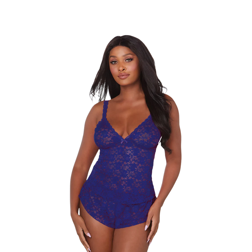 Lacy Cami & Shorts - Sapphire